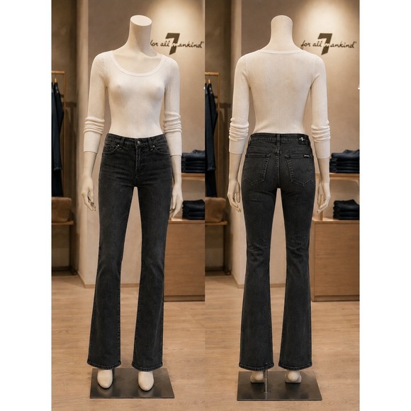 7 For All Mankind Denim - 7 For All Mankind Black Wash Bootcut Jeans size 30